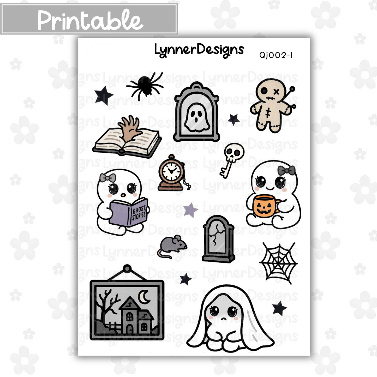 Printable - Quinn QJ002-1 Deco Sheet - Haunted House