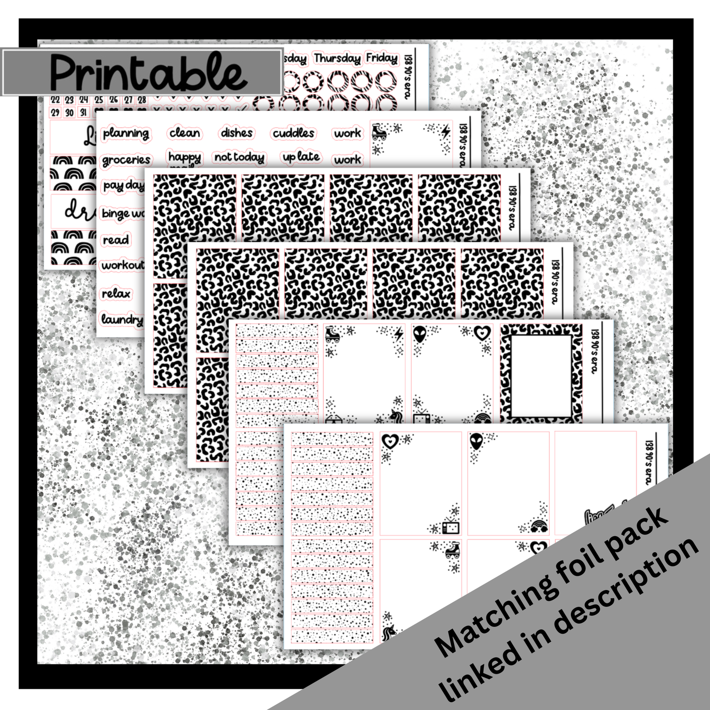 Printable - 90’s Era - Vertical Weekly Kit