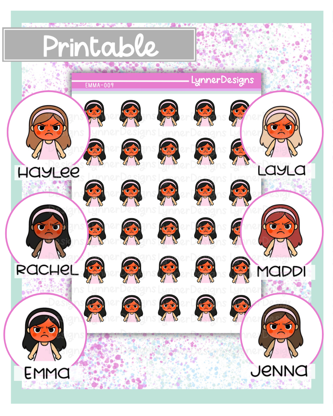 Printable - 009 Girl Character - Angry Mad