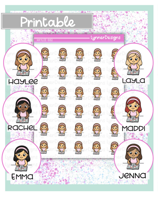 Printable - 002 Girl Character - Planning