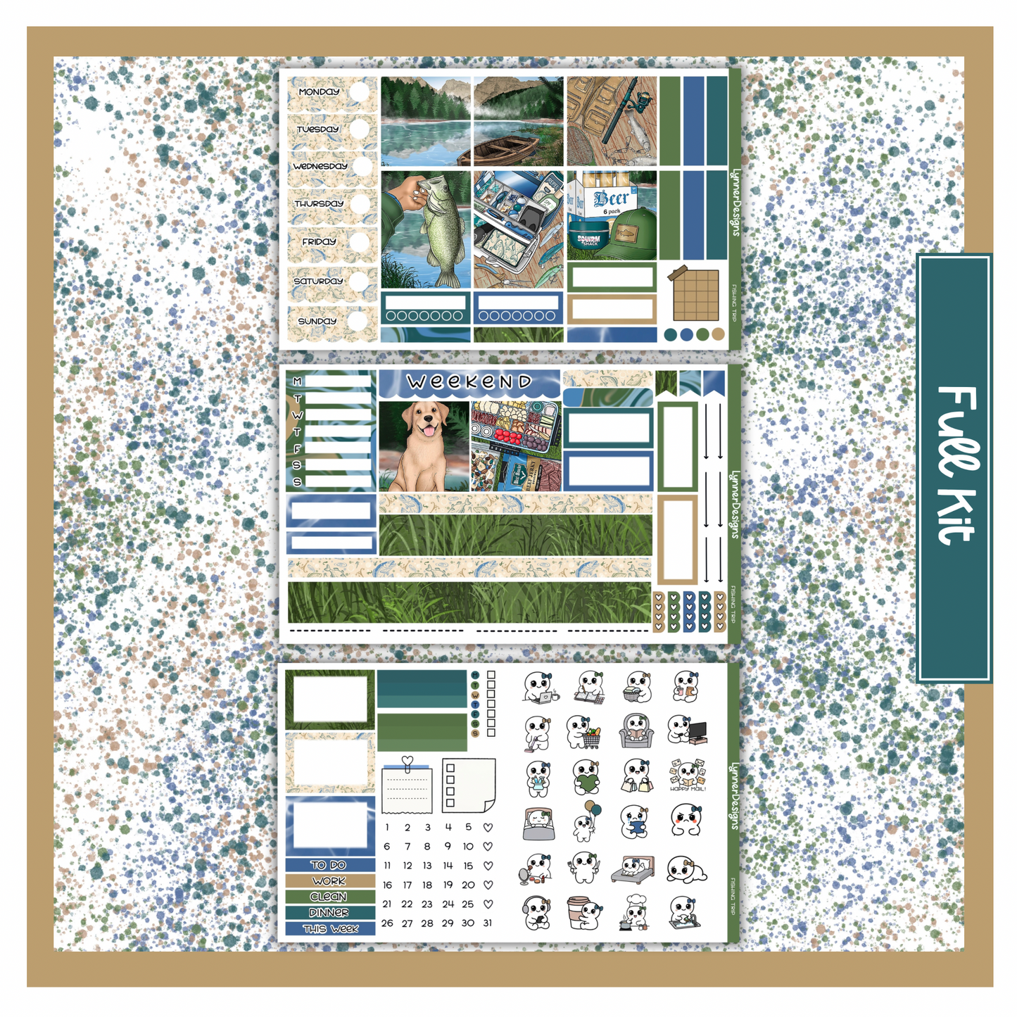 Printable - Fishing Trip Hobonichi Cousin Weekly Kit