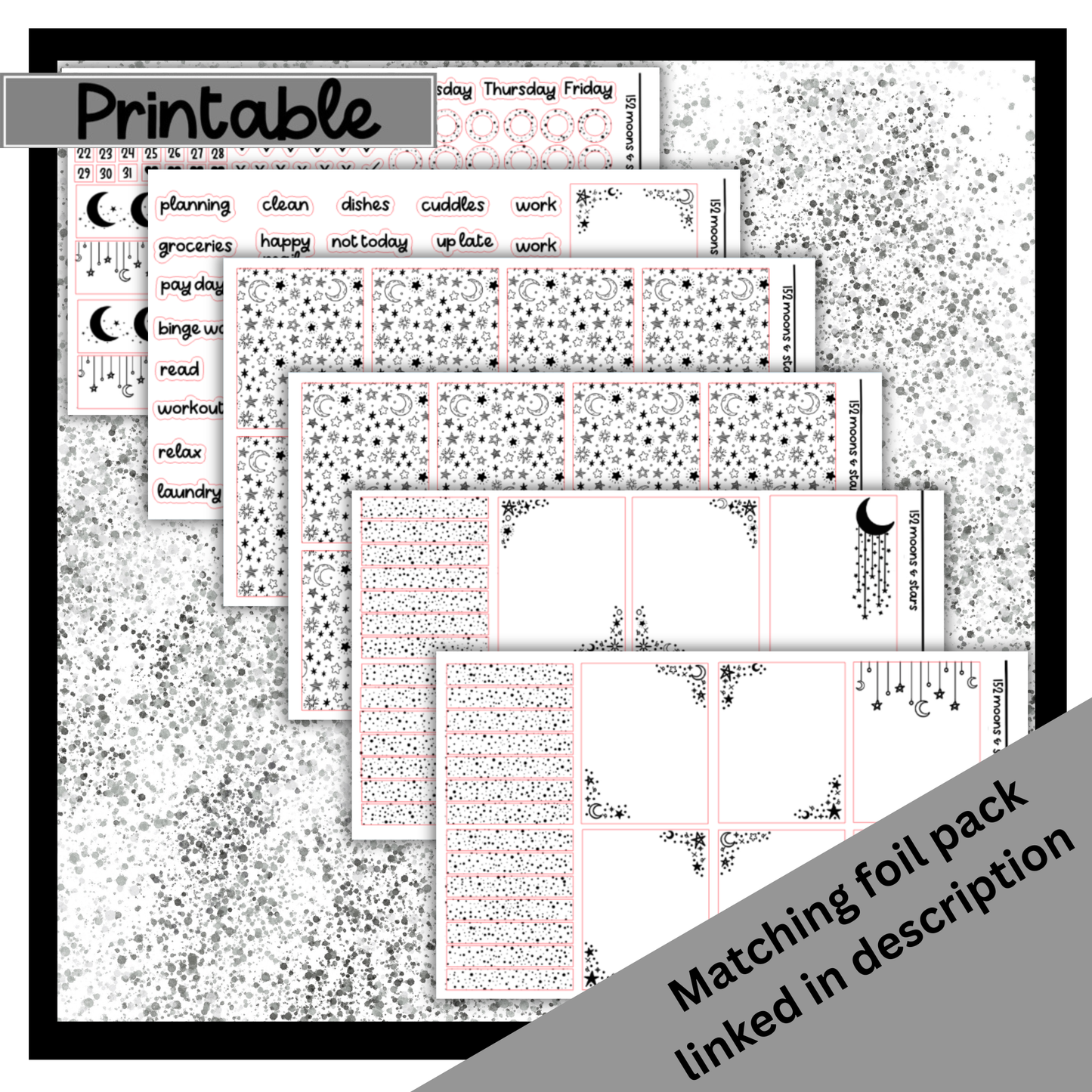 Printable - Moon Cafe - Vertical Weekly Kit