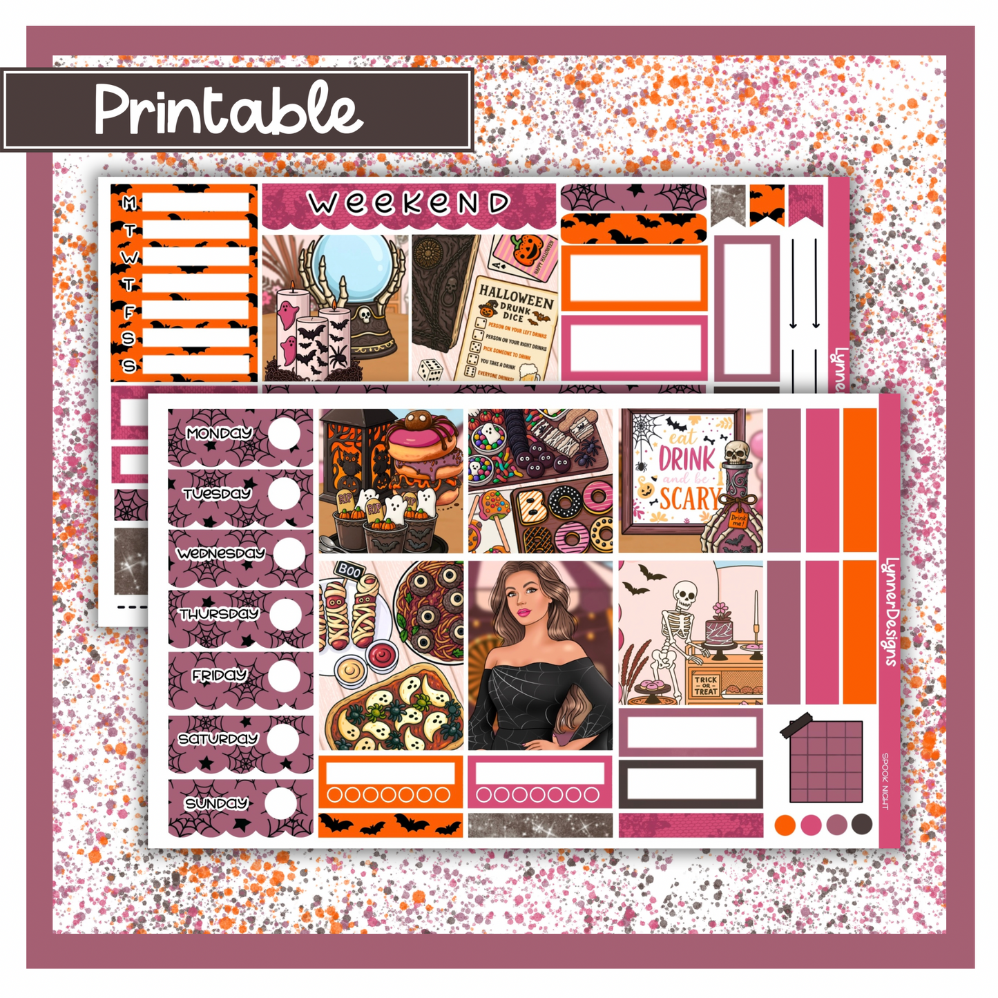 Printable - Spook Night Hobonichi Cousin Weekly Kit