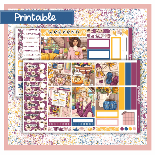 Printable - Autumn Wishes Hobonichi Cousin Weekly Kit