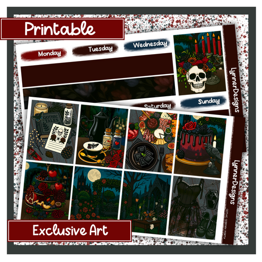 Printable - Gothic Garden Party - Vertical - Weekly Kit