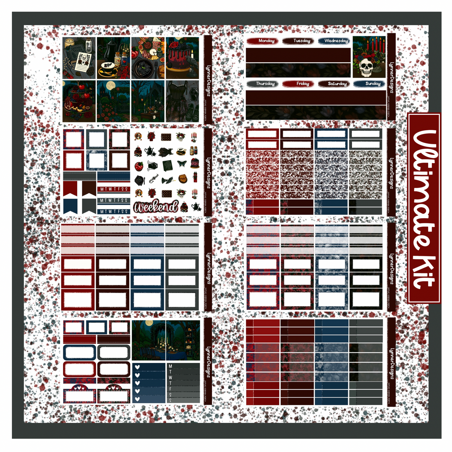 Printable - Gothic Garden Party - Vertical - Weekly Kit