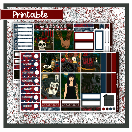 Printable - Gothic Garden Party Hobonichi Cousin Weekly Kit