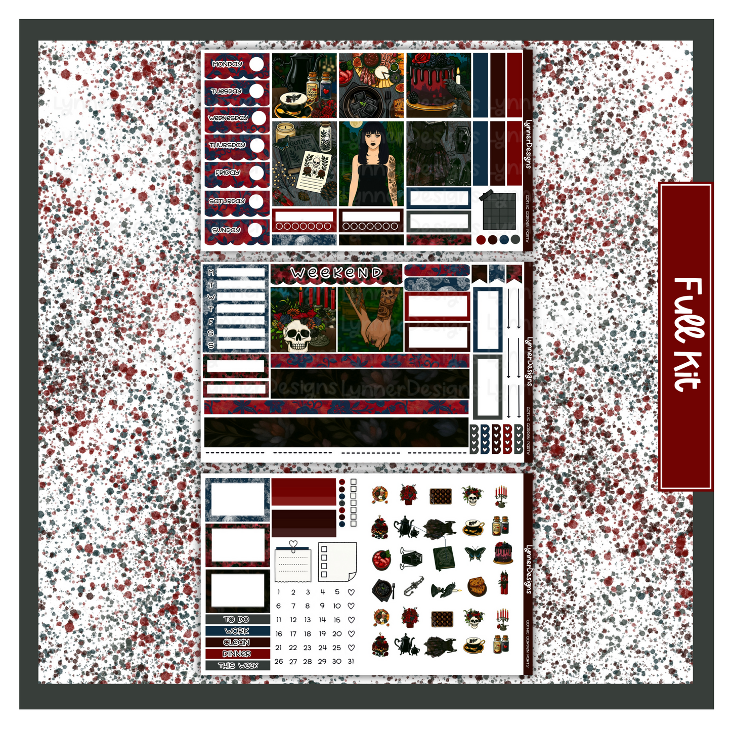Printable - Gothic Garden Party Hobonichi Cousin Weekly Kit