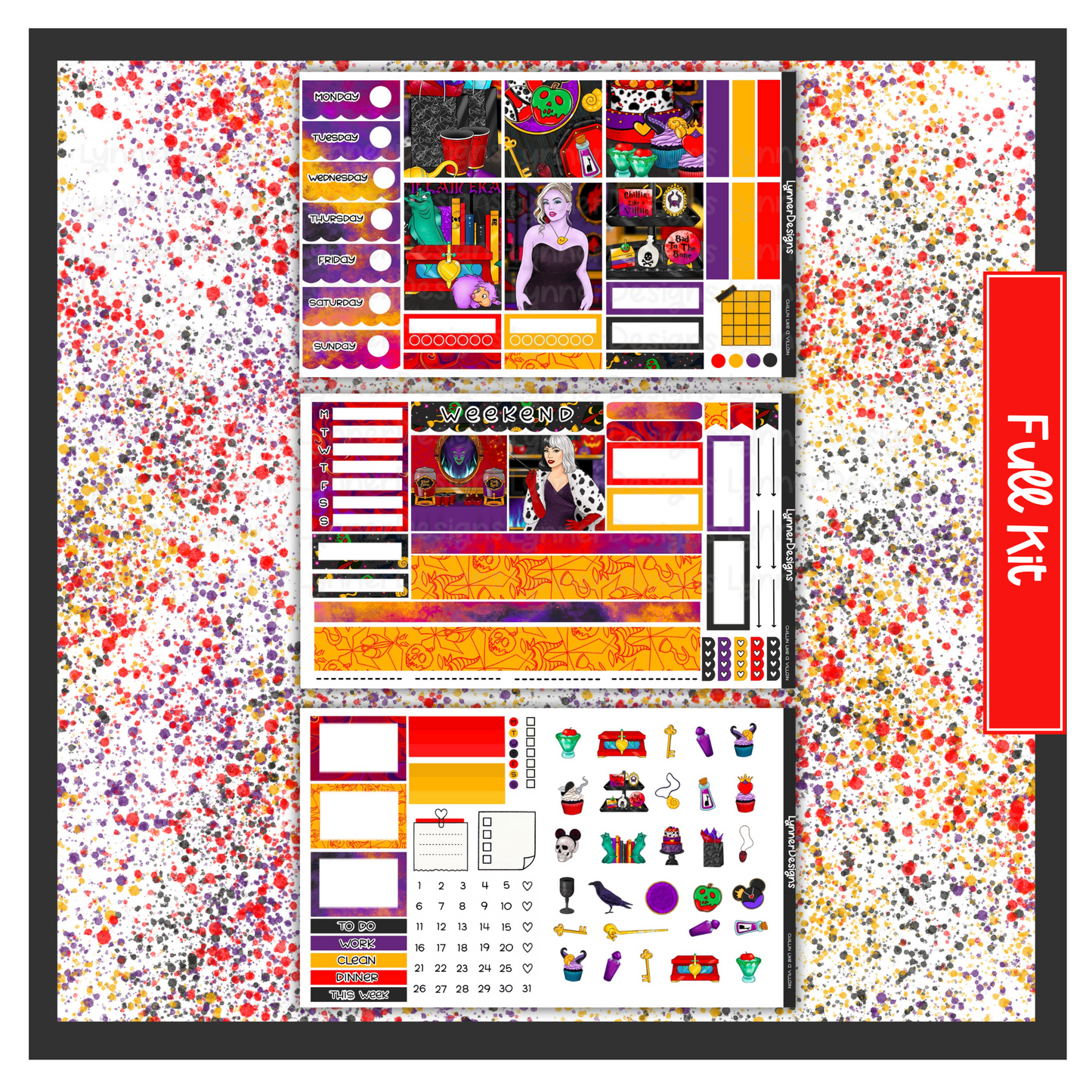 Printable - Chillin Like a Villain Hobonichi Cousin Weekly Kit
