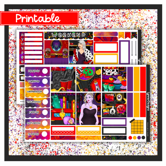 Printable - Chillin Like a Villain Hobonichi Cousin Weekly Kit