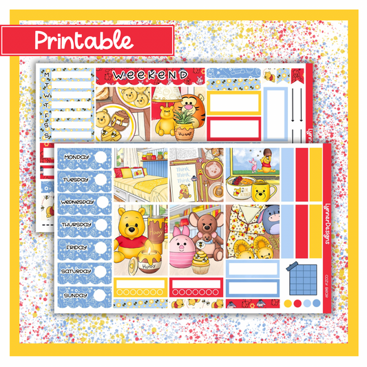 Printable - Cozy Bear Hobonichi Cousin Weekly Kit