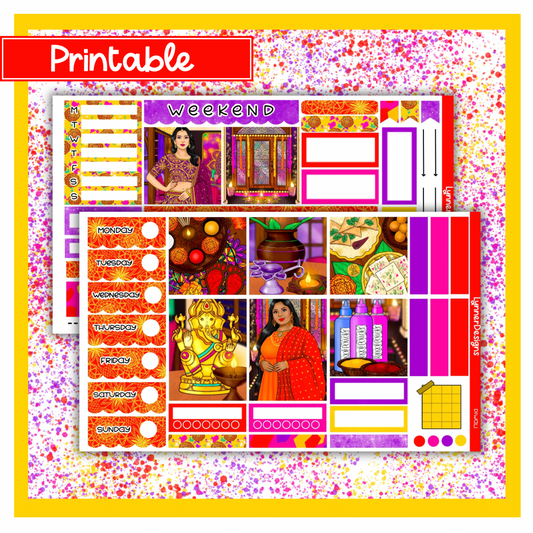 Printable - Diwali Hobonichi Cousin Weekly Kit