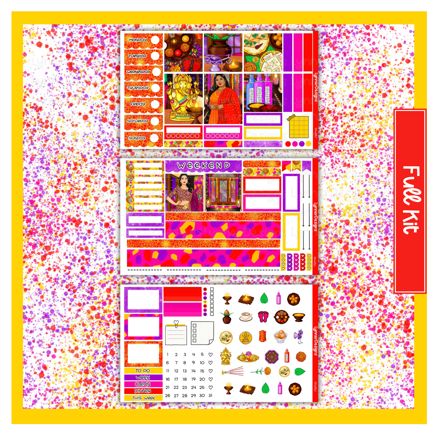 Printable - Diwali Hobonichi Cousin Weekly Kit