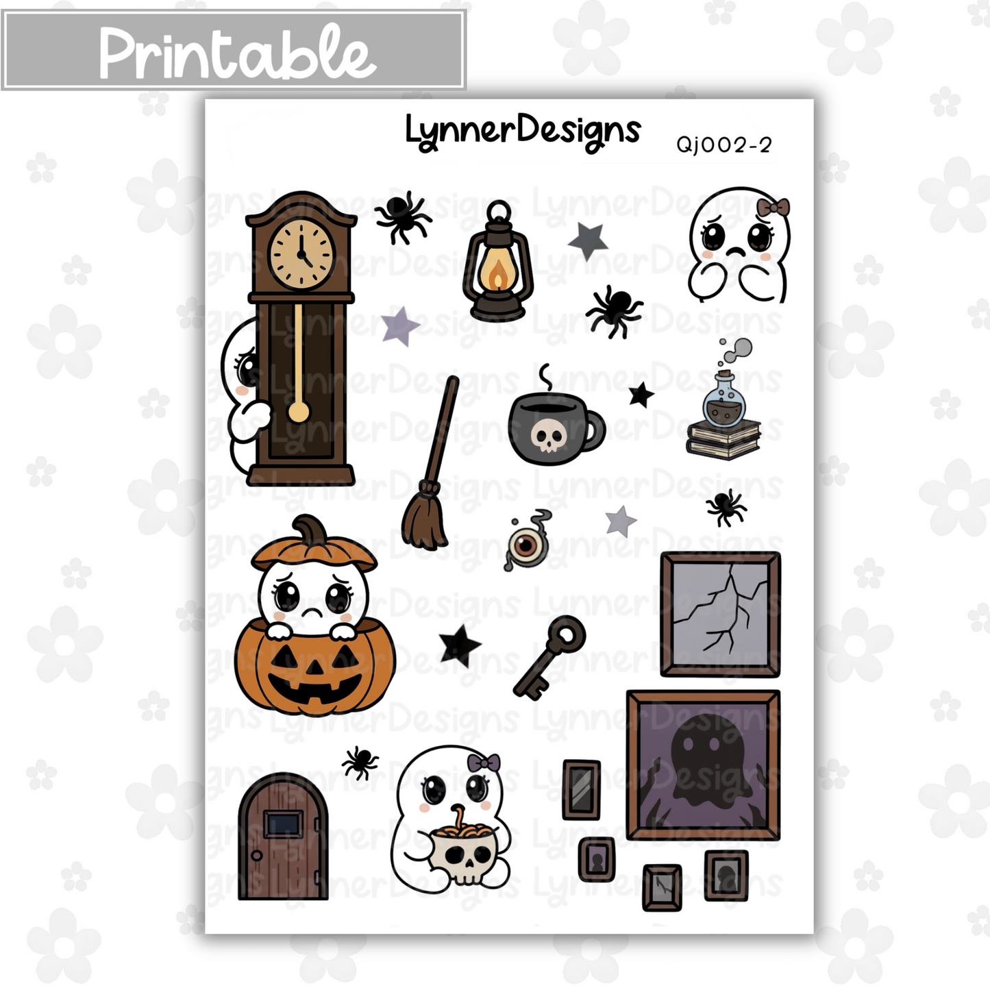 Printable - Quinn QJ002-2 Deco Sheet - Haunted House