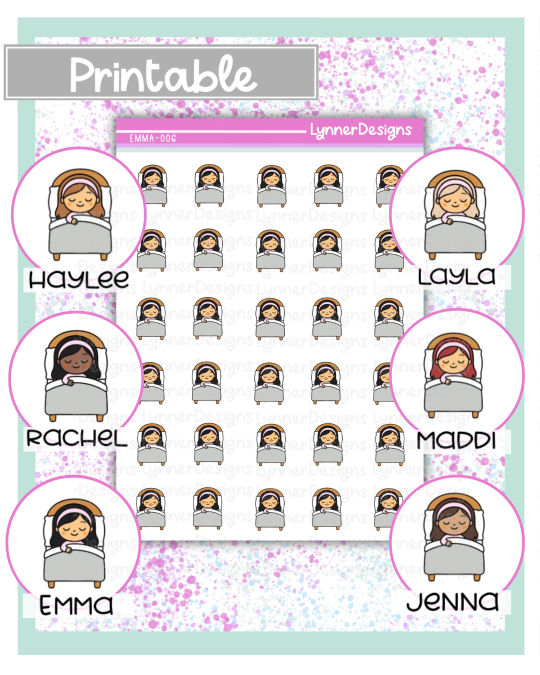 Printable - 006 Girl Character - Sleeping