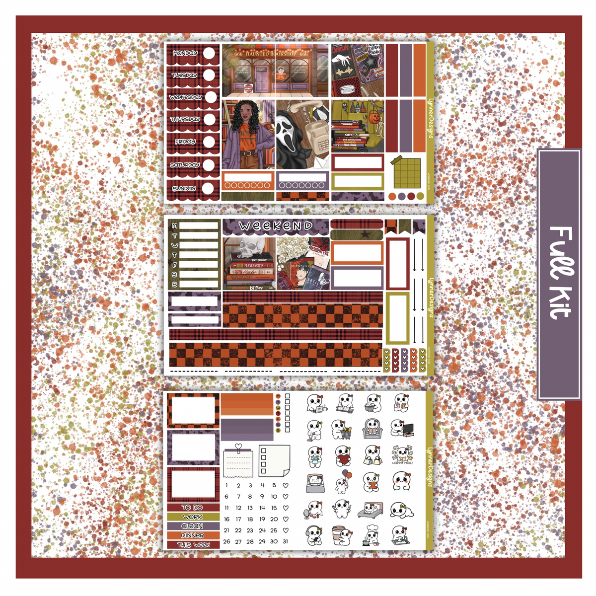 Printable - Horror Fan Hobonichi Cousin Weekly Kit