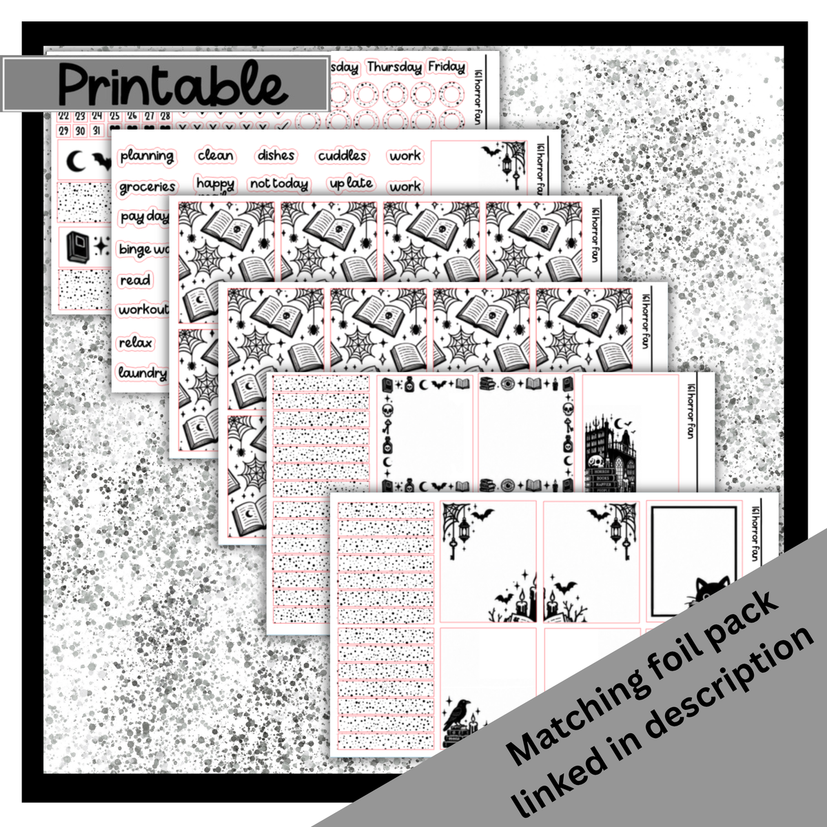 Printable - Horror Fan - Vertical Weekly Kit
