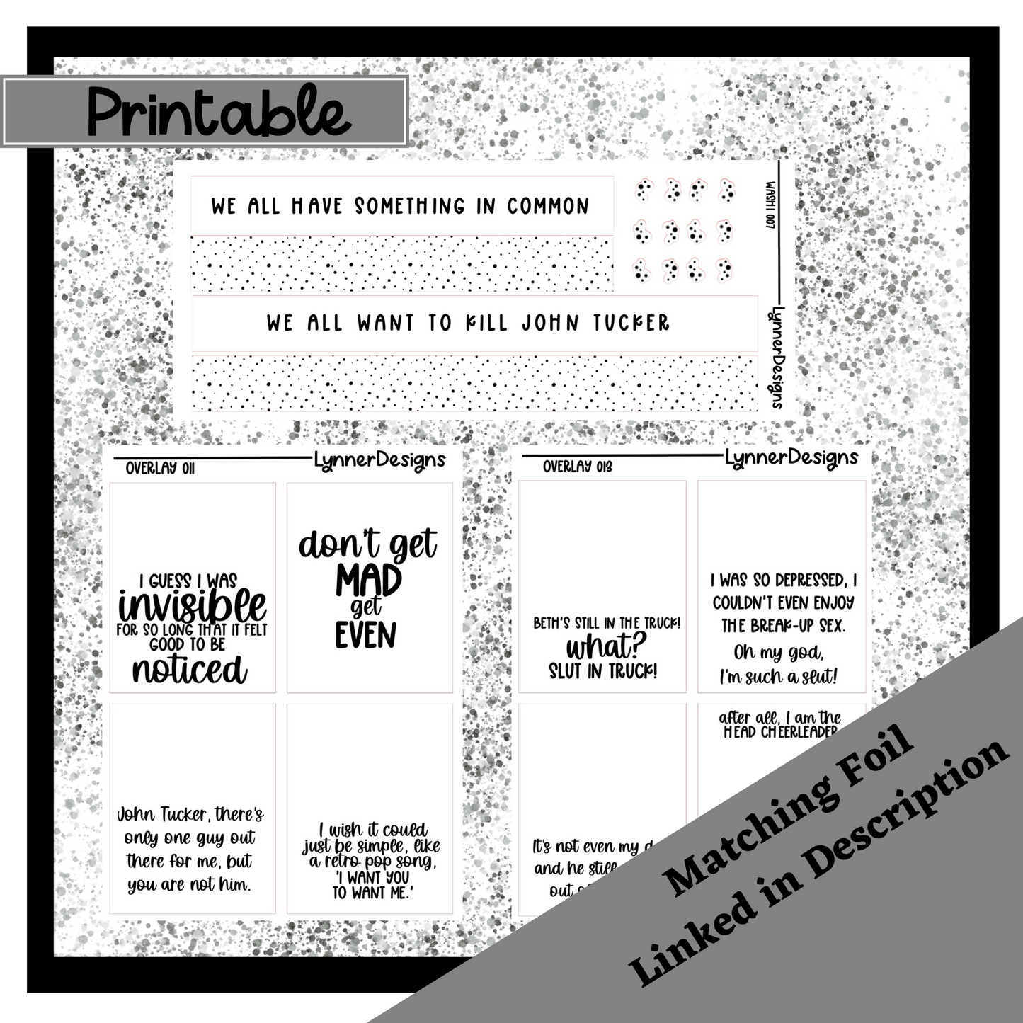 Printable - John Tucker Weekly Kit