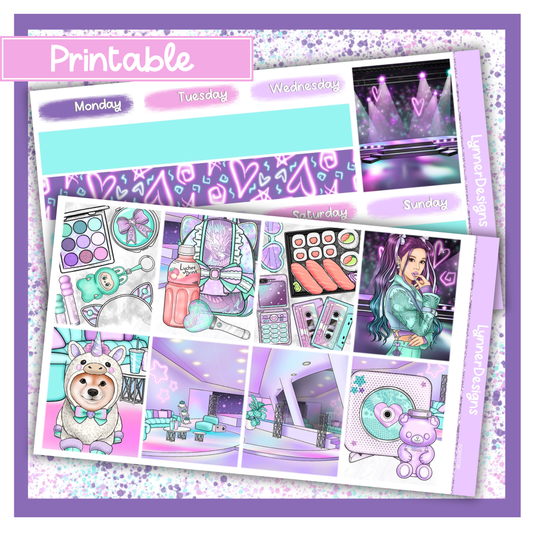 Printable - Popstar - Vertical Weekly Kit
