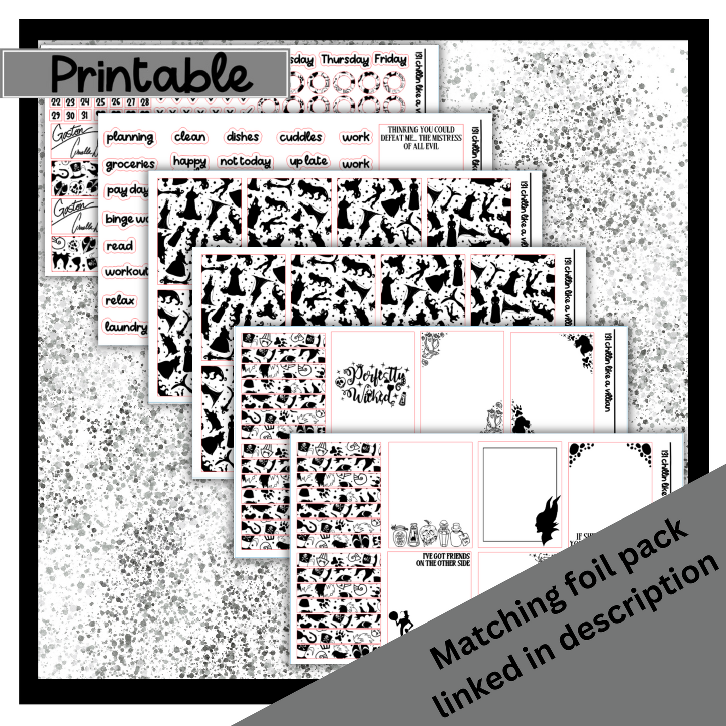 Printable - Chillin Like a Villain - Vertical Weekly Kit