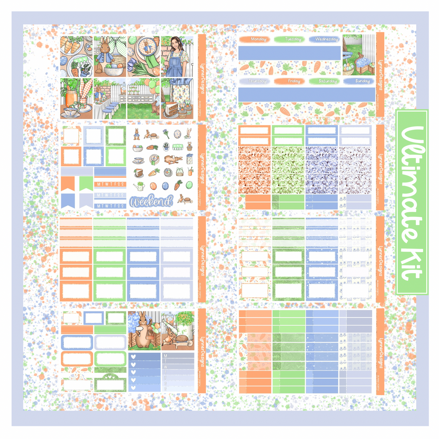 Printable - Bunny Party - Vertical Weekly Kit