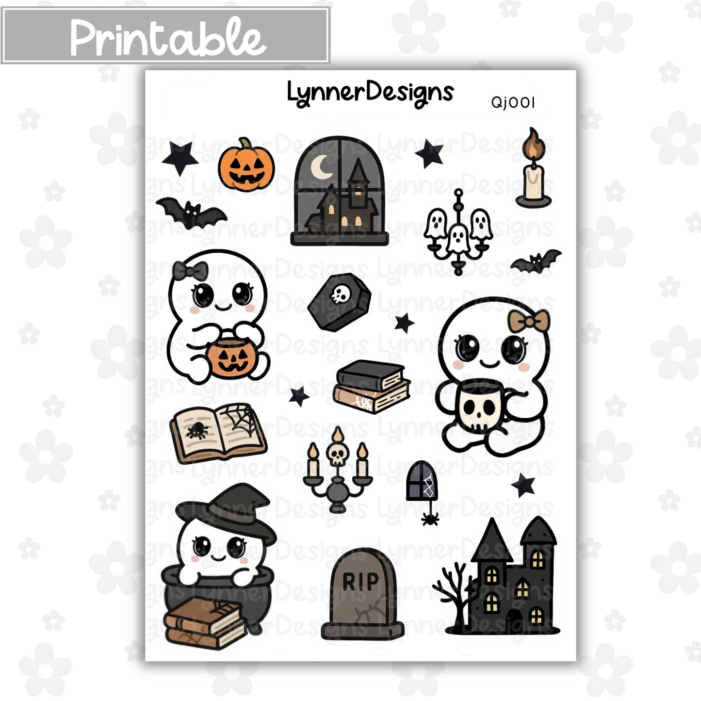 Printable - Quinn QJ001 Deco Sheet - Spooky Vibes