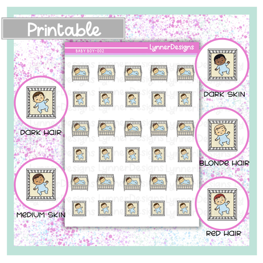 Printable - Baby Boy 002 - Sleeping in Crib