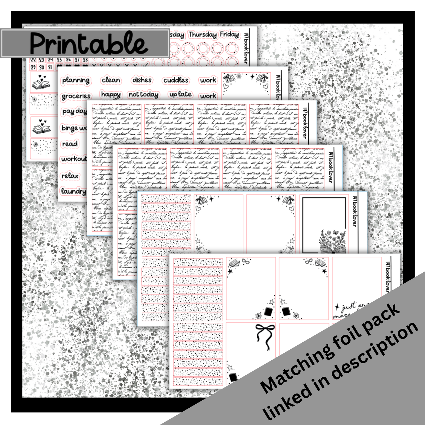 Printable - Book Lover - Vertical Weekly Kit