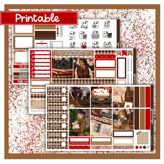 Printable - Mystery Thriller Hobonichi Cousin Weekly Kit