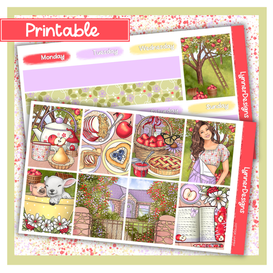 Printable - Cottage Whimsy - Vertical Weekly Kit