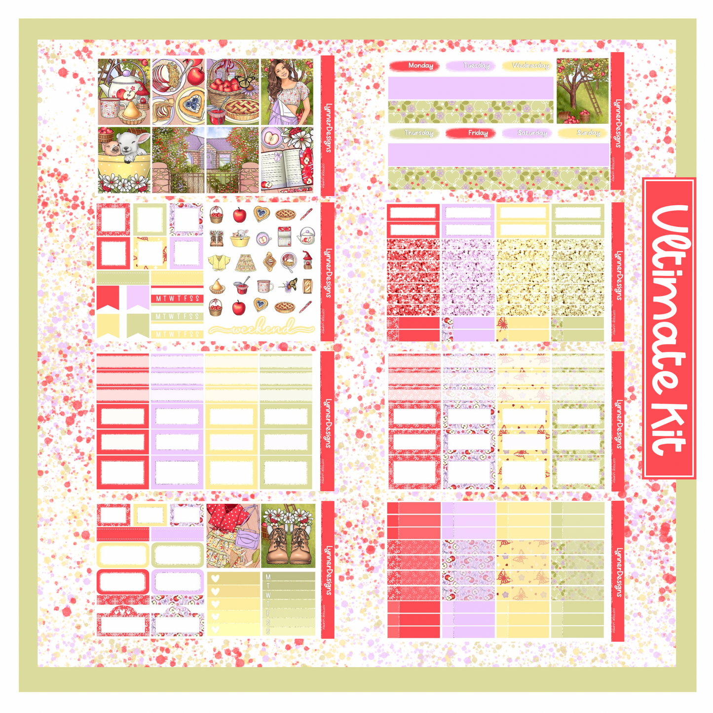 Printable - Cottage Whimsy - Vertical Weekly Kit