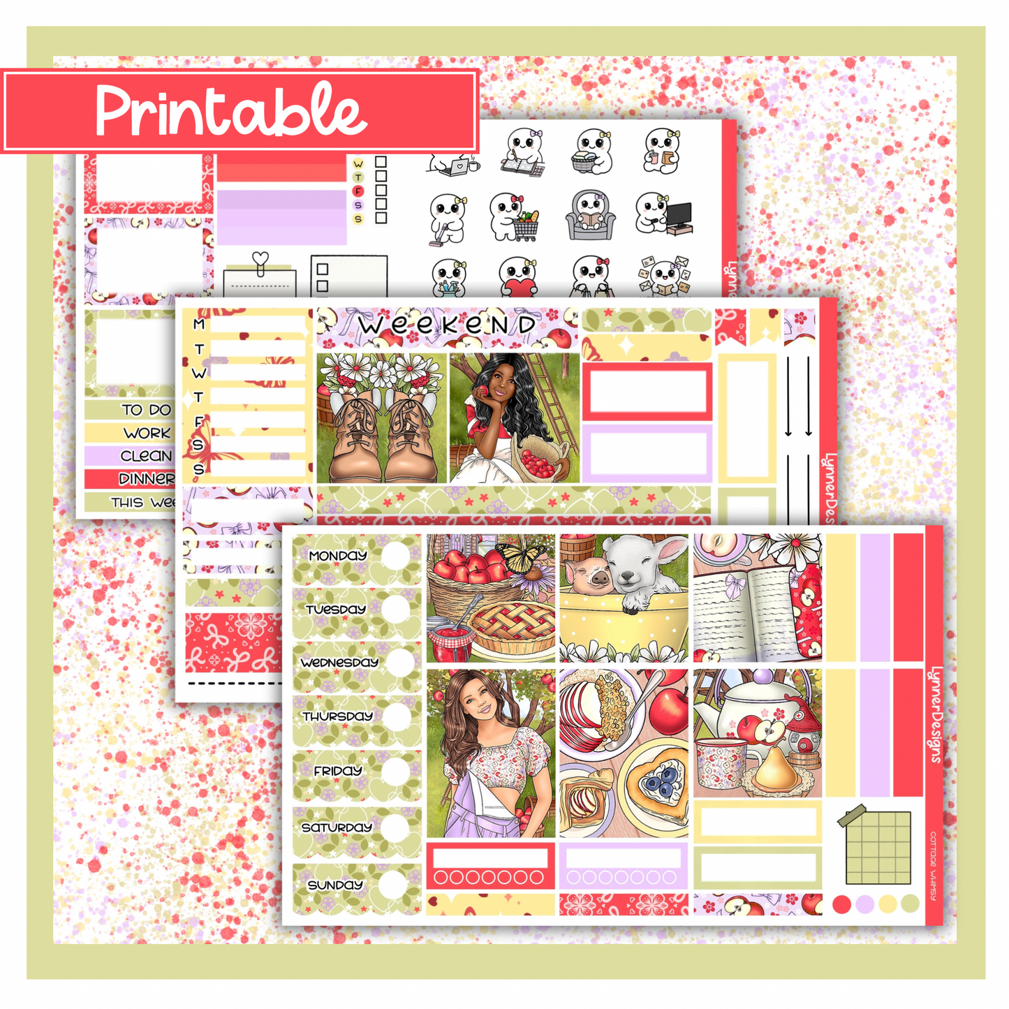 Printable - Cottage Whimsy Hobonichi Cousin Weekly Kit