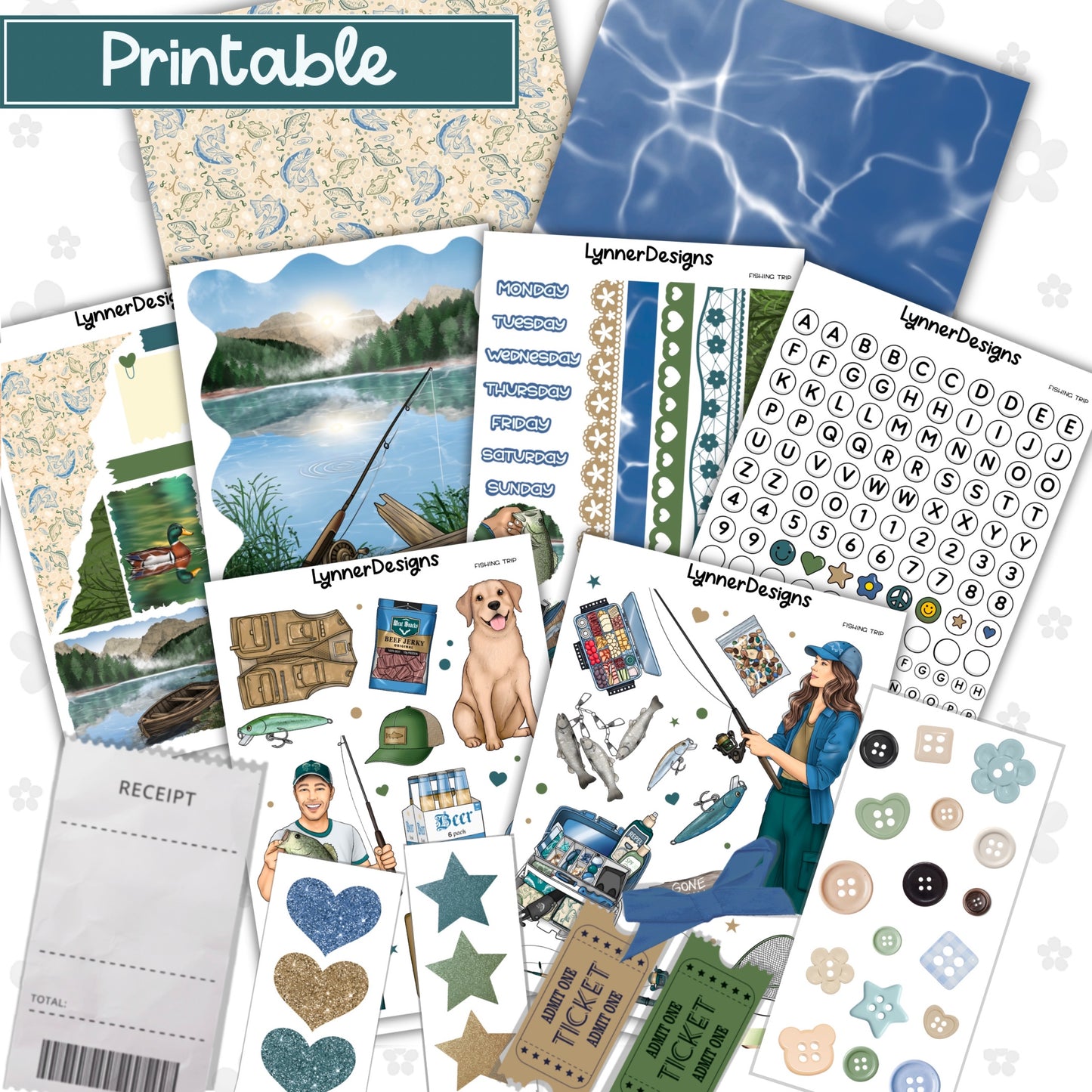 Printable - Fishing Trip Journaling / Junk Journal Kit