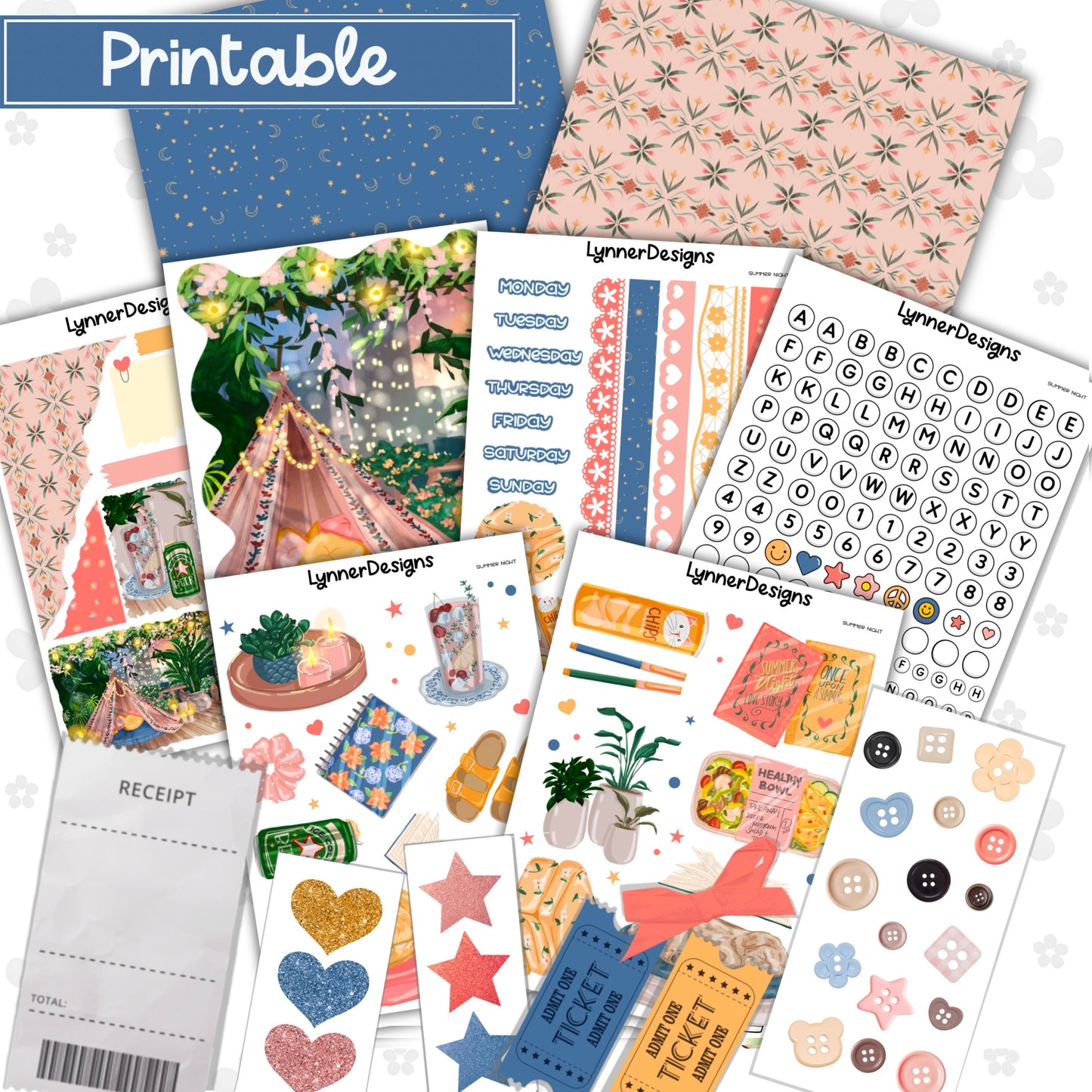 Printable - Summer Night Journaling / Junk Journal Kit