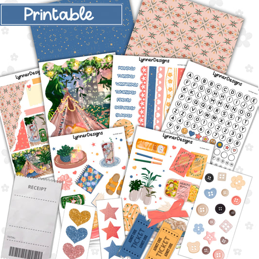 Printable - Summer Night Journaling / Junk Journal Kit