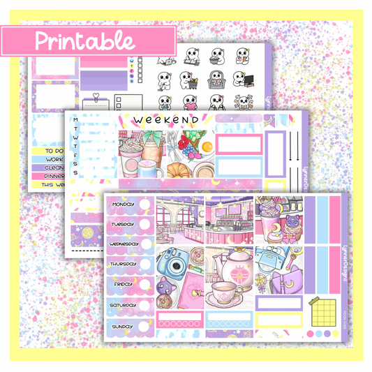 Printable - Moon Cafe Hobonichi Cousin Weekly Kit