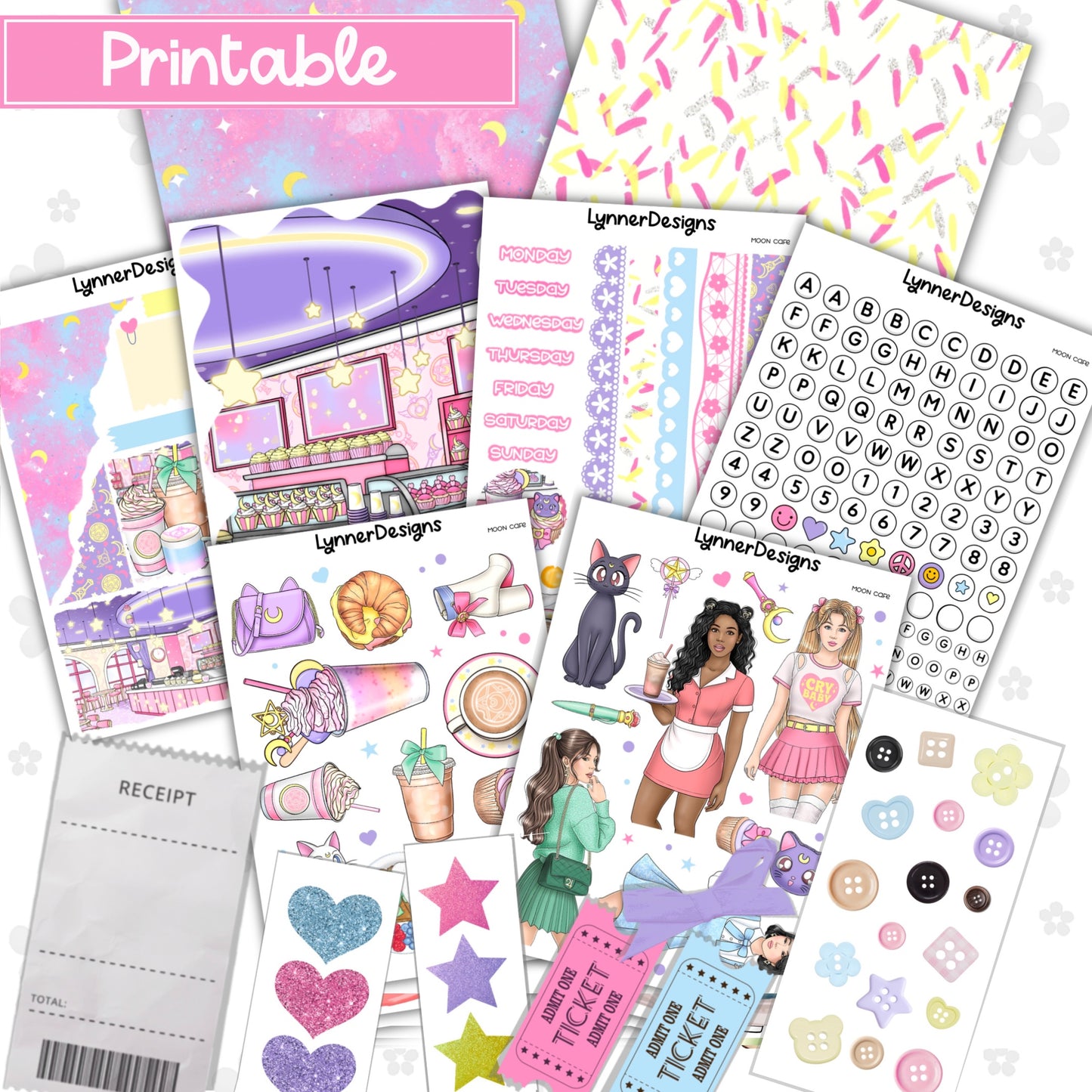 Printable - Moon Cafe Journaling / Junk Journal Kit