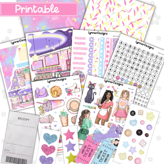 Printable - Moon Cafe Journaling / Junk Journal Kit
