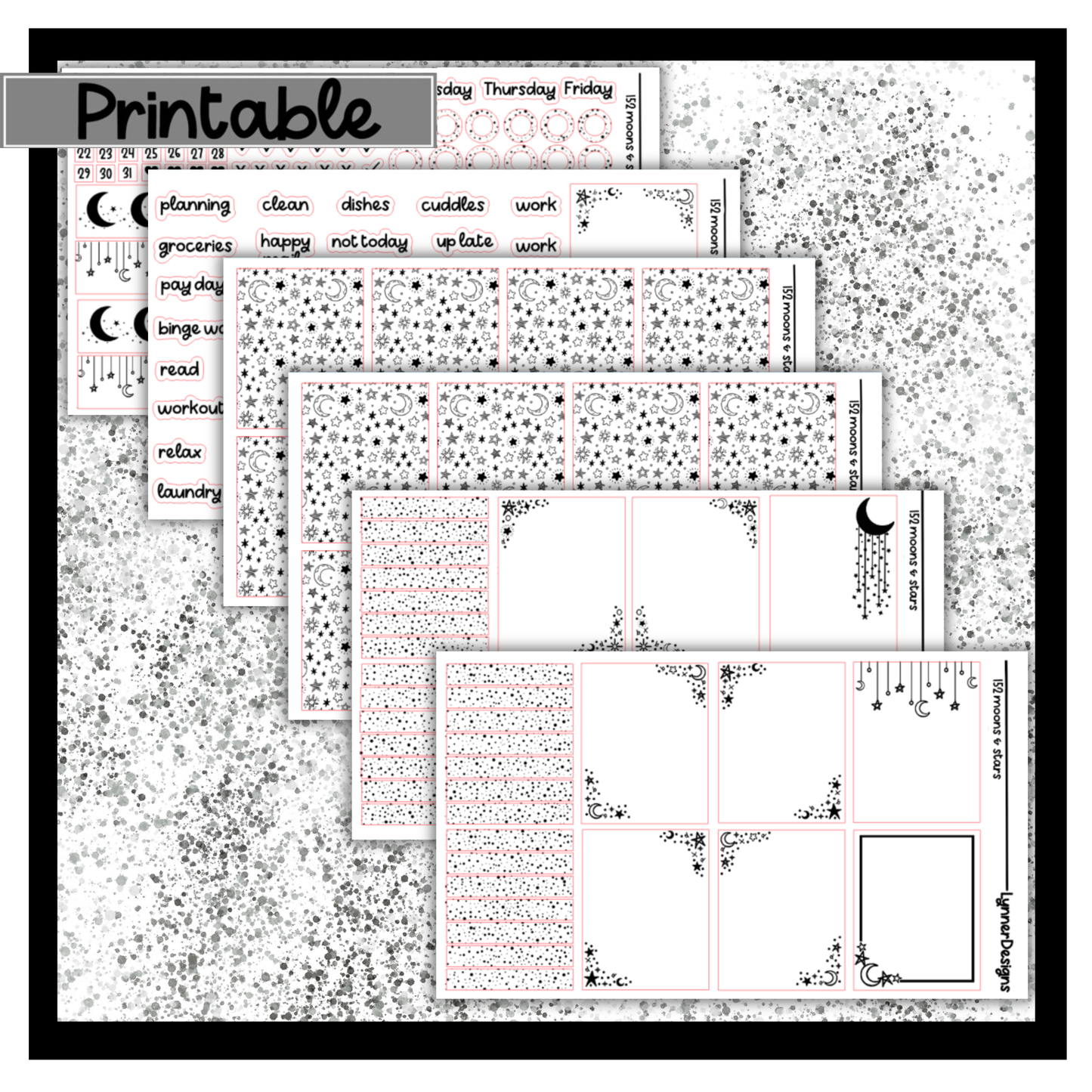 Printable - 152 Moons & Stars Foil Pack