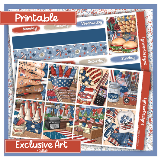 Printable - Stars & Stripes - Vertical Weekly Kit