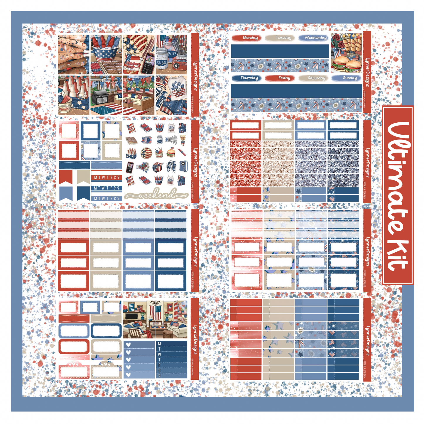 Printable - Stars & Stripes - Vertical Weekly Kit