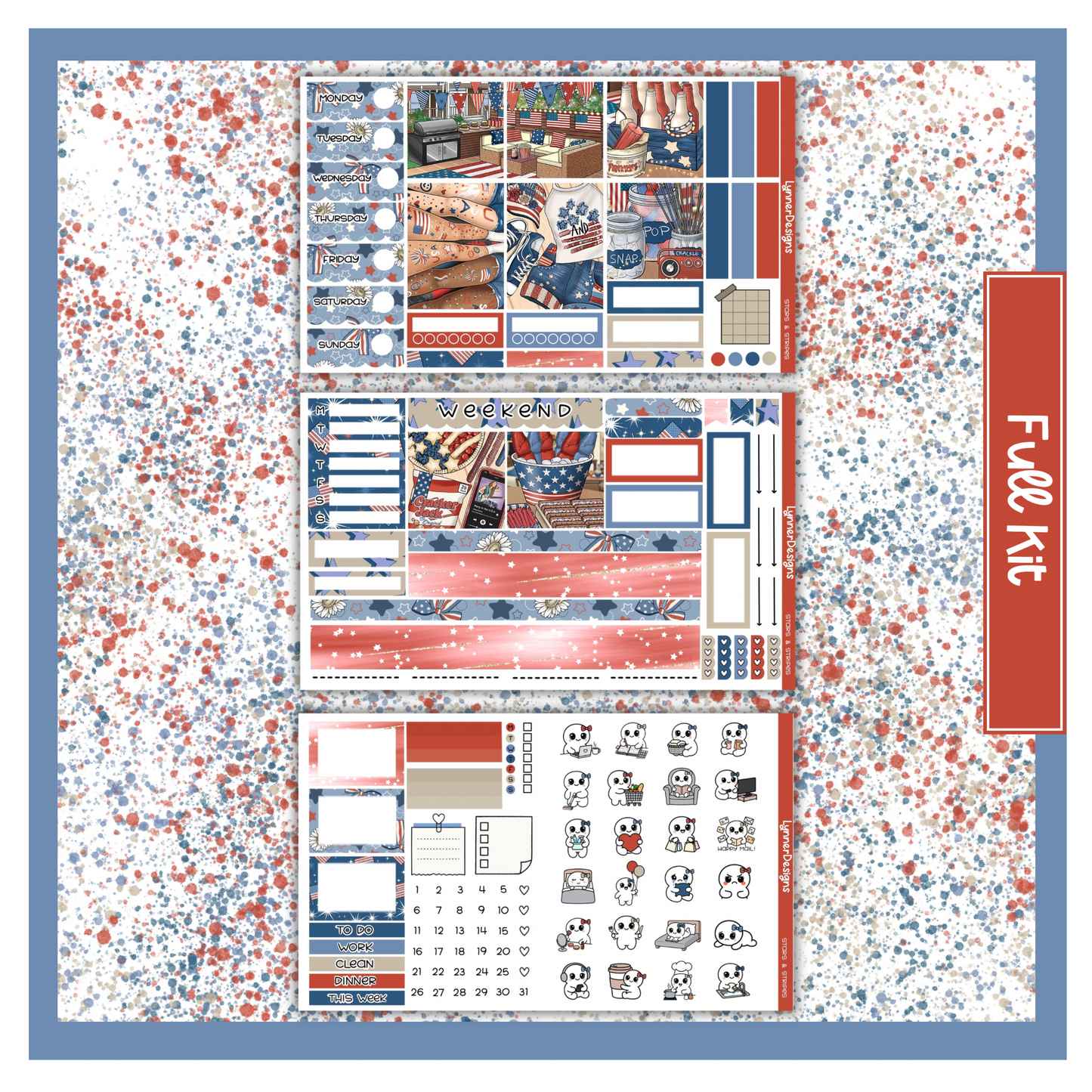 Stars & Stripes- Hobonichi Cousin Weekly Kit