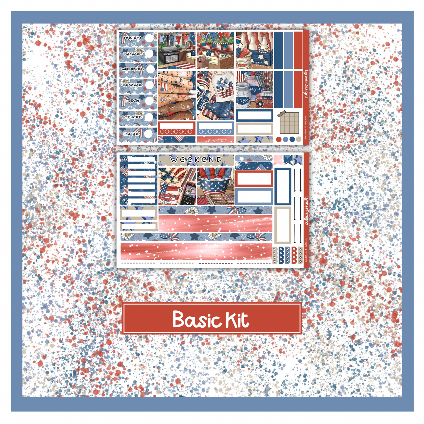 Stars & Stripes- Hobonichi Cousin Weekly Kit