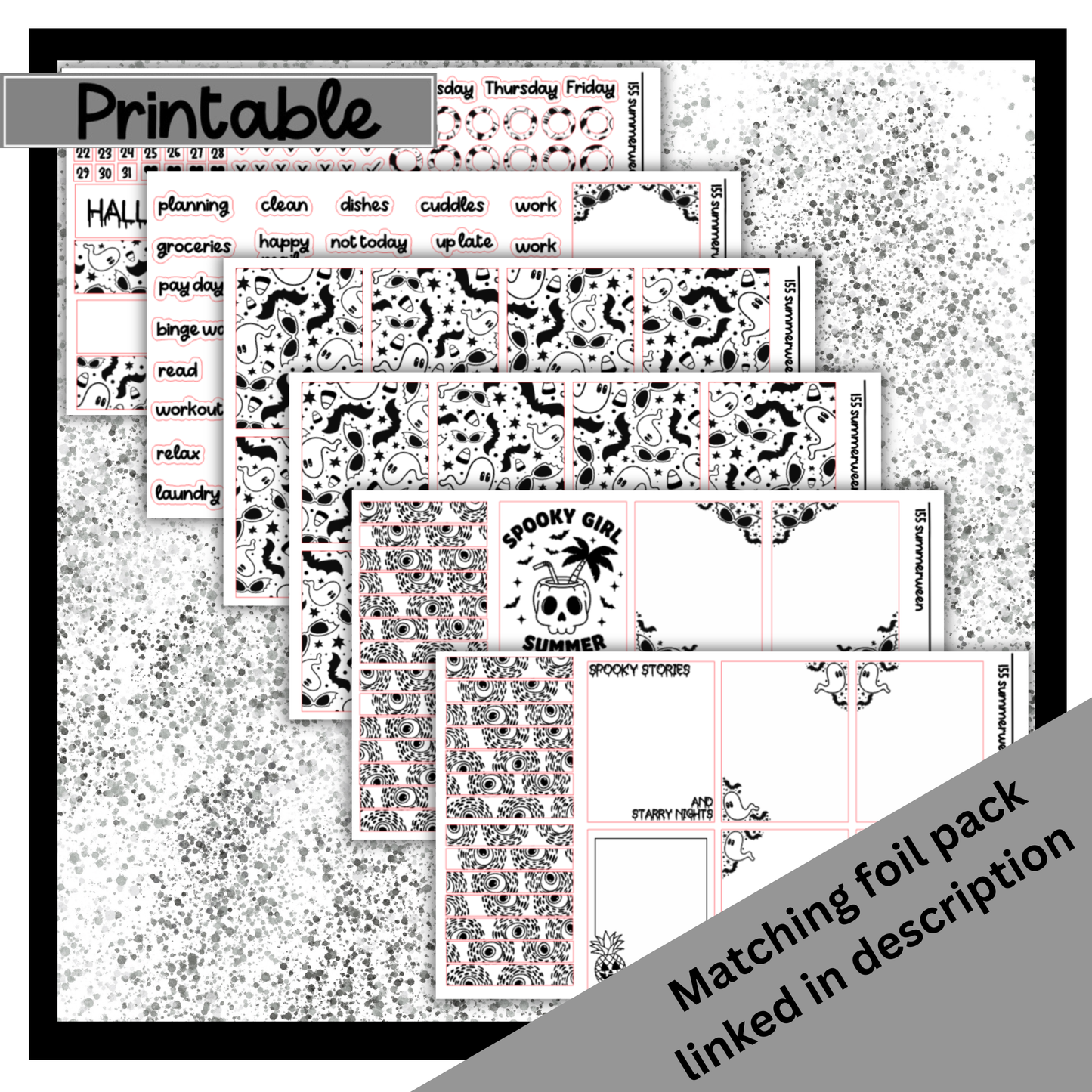 Printable - Summerween - Vertical Weekly Kit