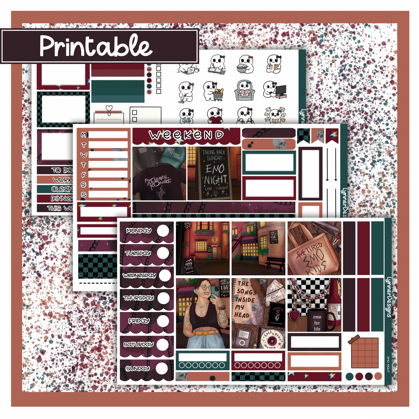 Printable - Emo Night Hobonichi Cousin Weekly Kit