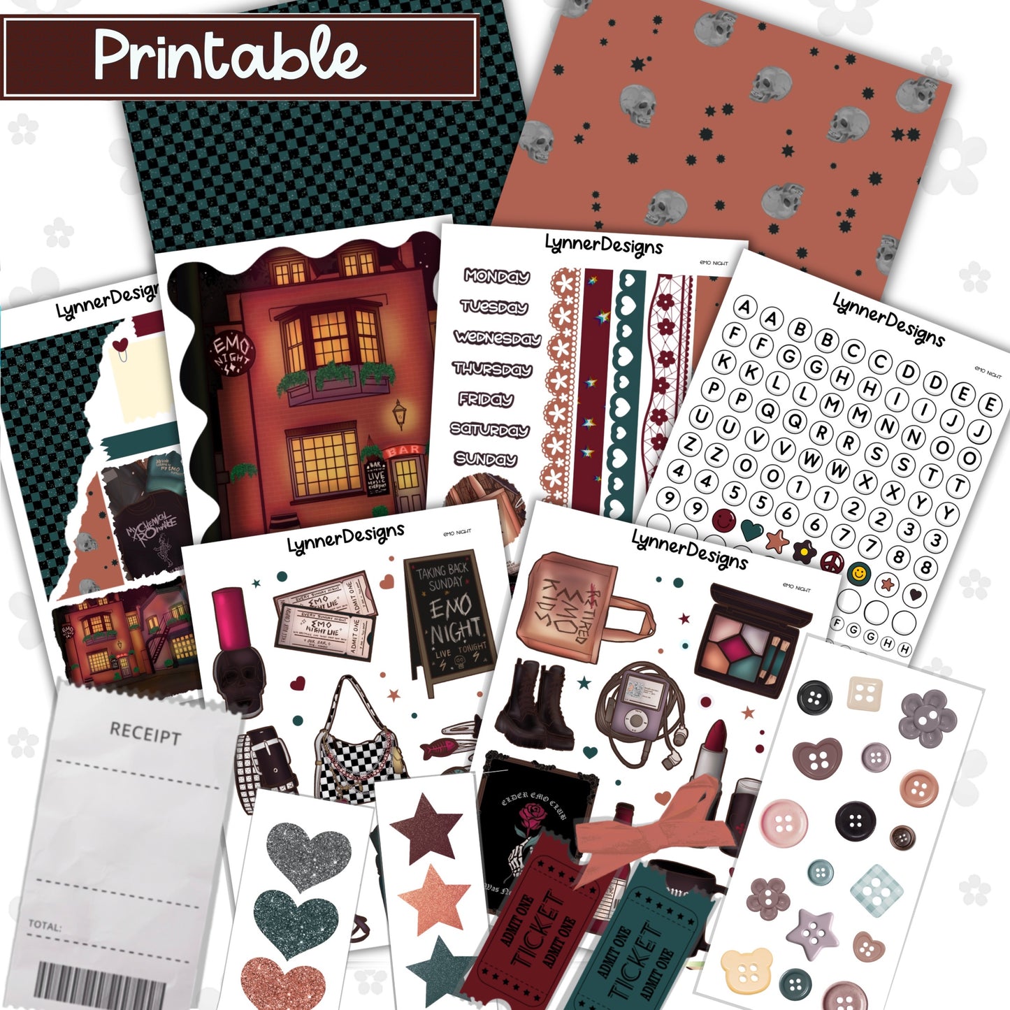 Printable - Emo Night Journaling / Junk Journal Kit