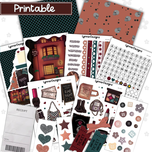 Printable - Emo Night Journaling / Junk Journal Kit