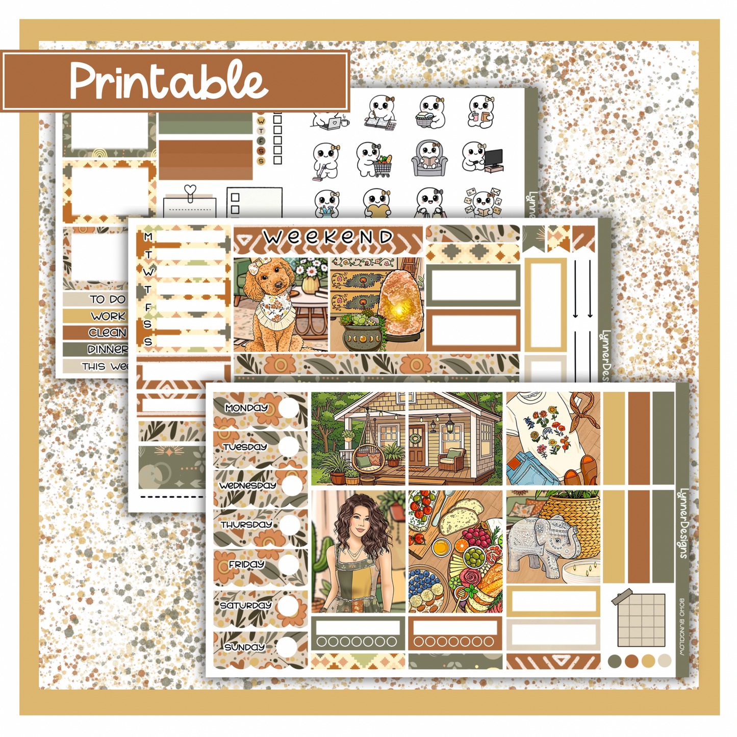 Printable - Boho Bungalow Hobonichi Cousin Weekly Kit