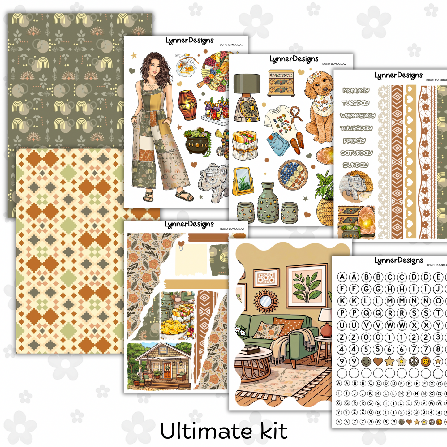 Printable - Boho Bungalow Journaling / Junk Journal Kit
