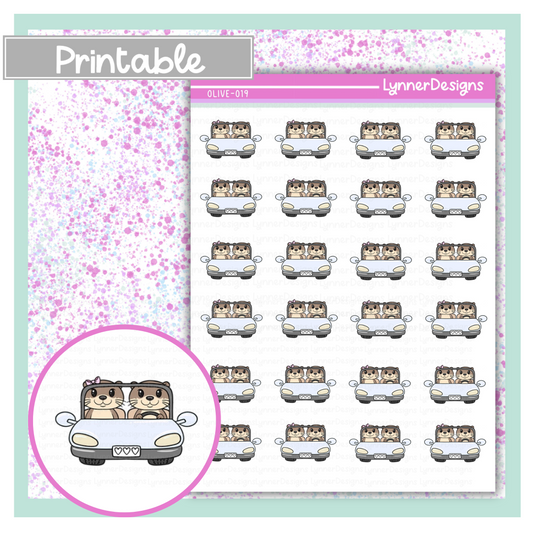 Printable - Olive 019 - Couple Driving Car